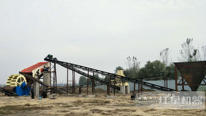 洗砂機搭配在生產線中，有效作業，清洗更干凈